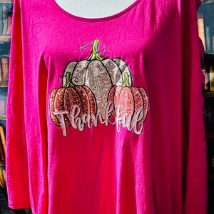 PLUS Pink shirt with Pumpkins